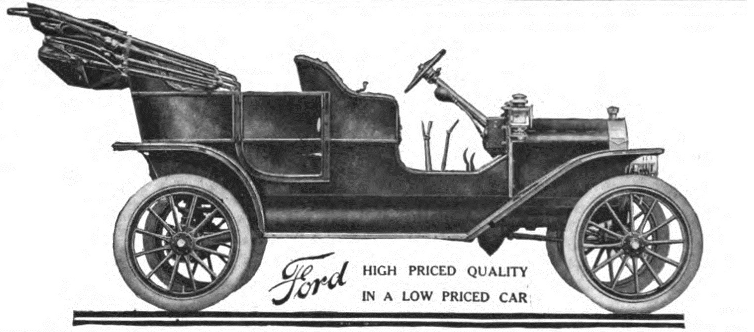1908-10-01 Life 광고 속 Ford Model T 투어링