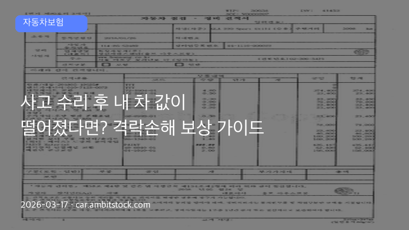 사고 수리 후 내 차 값이 떨어졌다면? 격락손해 보상 청구 완전 가이드